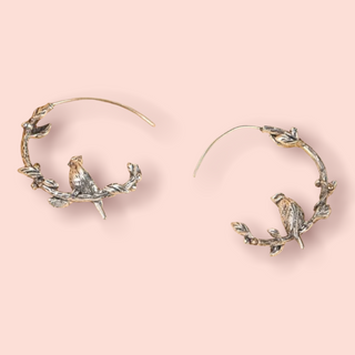 Bird decor cuff hoop earrings