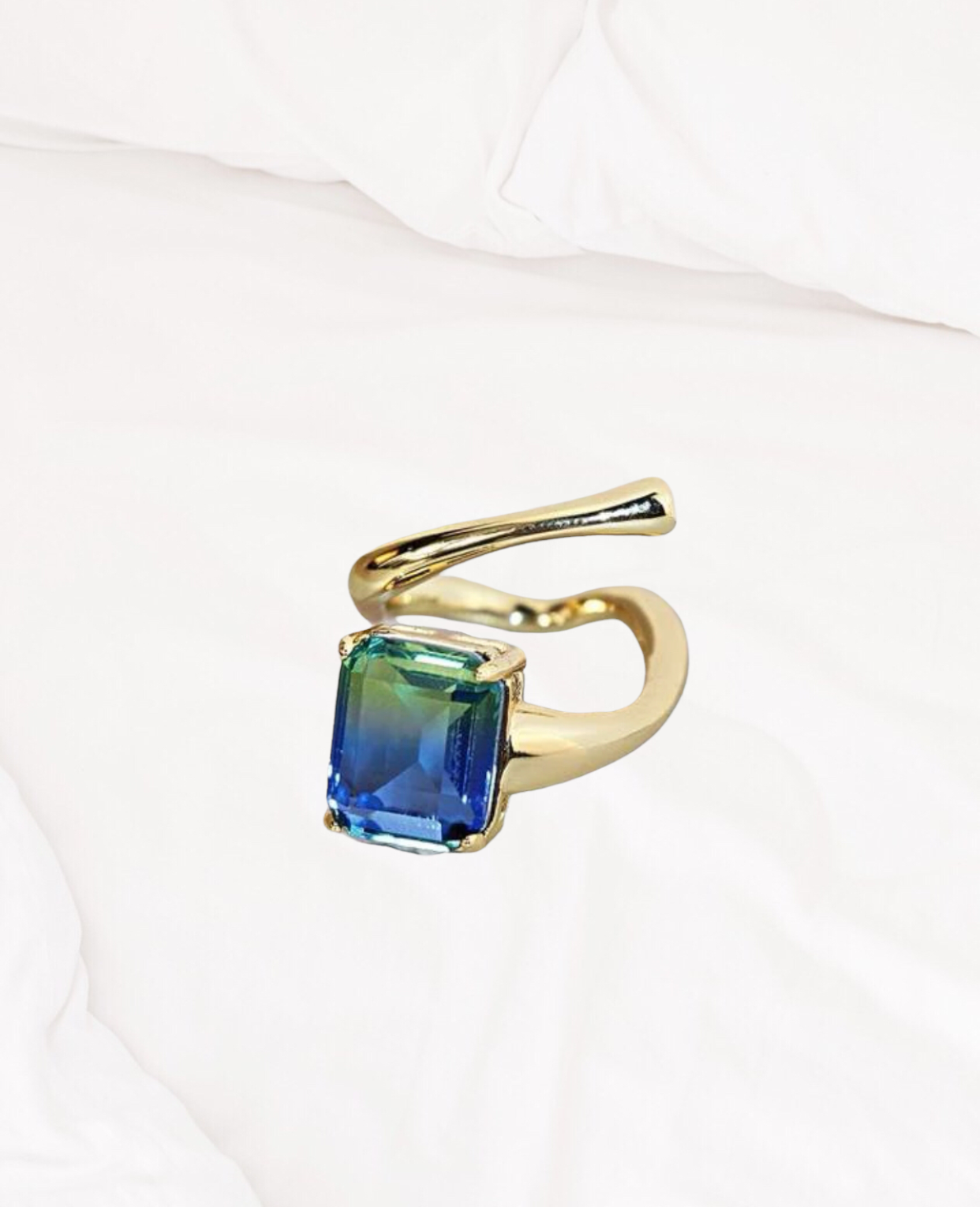 Gold plated Crystal decor cuff ring