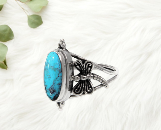 Dyed Magnesite .925 Sterling Silver Cocktail Ring, Dragonfly Sky'