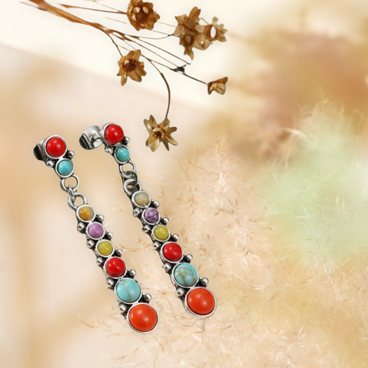 Color block stone drop earrings