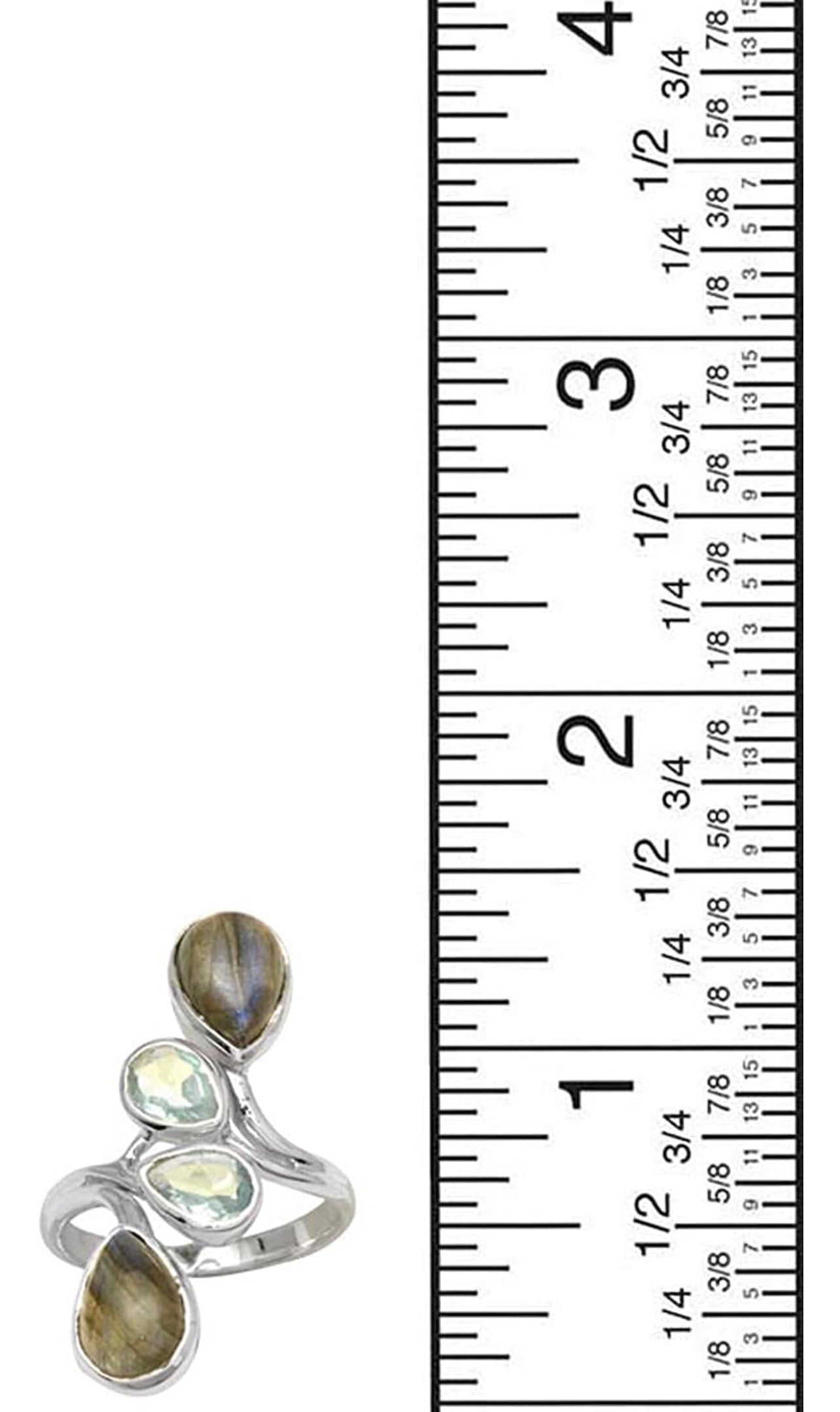 Labradorite Blue Topaz 925 Sterling Silver Designer Ring