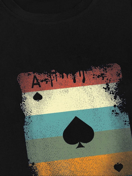 Men playing card print tee