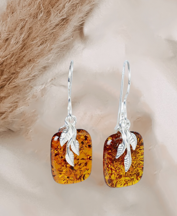 Sterling Silver Baltic Honey Amber Earrings
