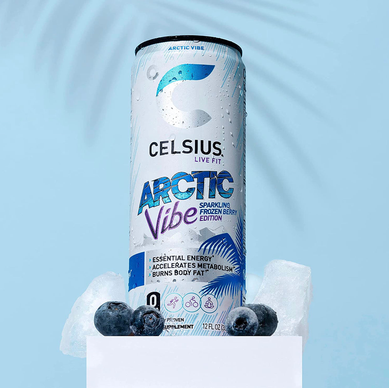 CELSIUS Essential Energy Drink 12 Fl Oz, Arctic Vibe Sparkling Frozen Berry Edition (Pack of 12)