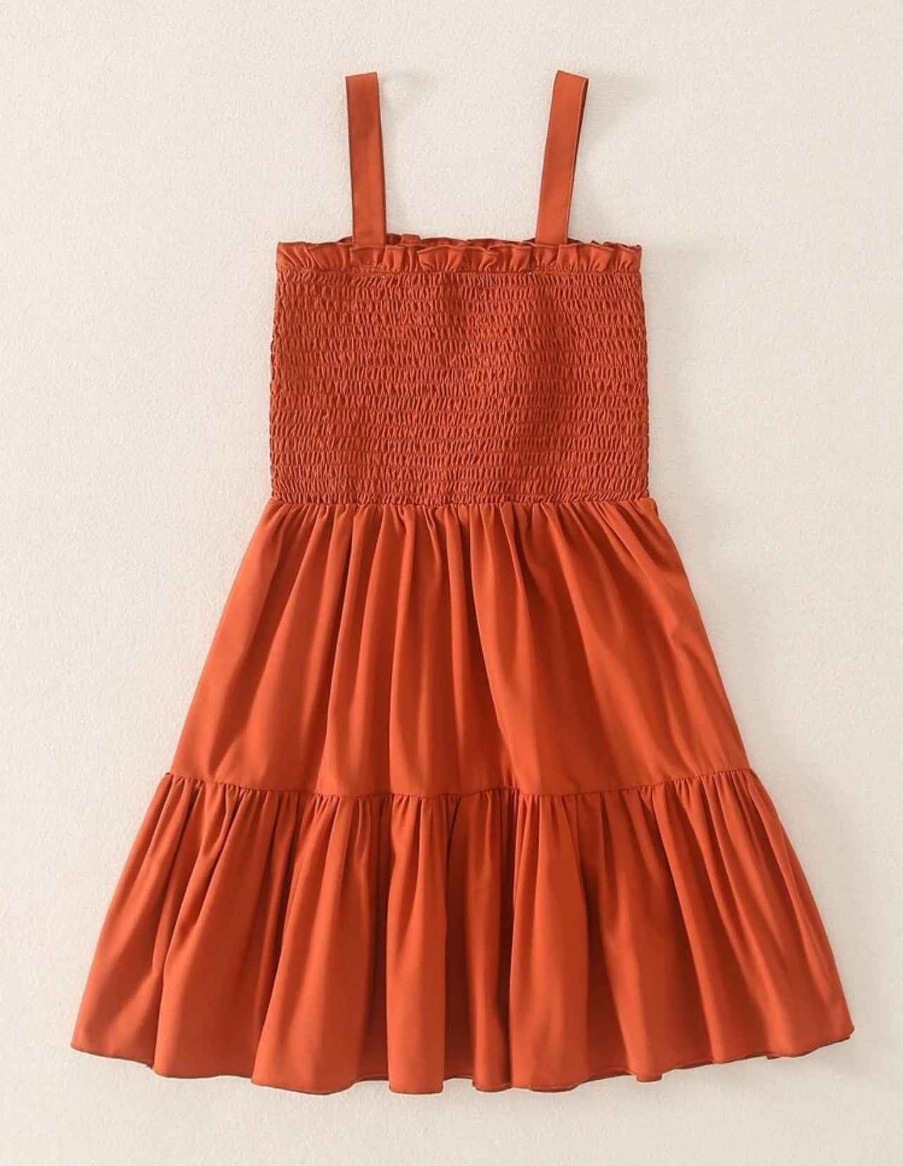 Toddler Girls Shirred Bow Front Ruffle Hem Cami Dress