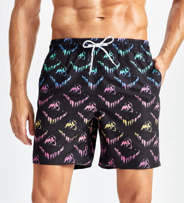 Men’s all over print drawstring waist swim trunks