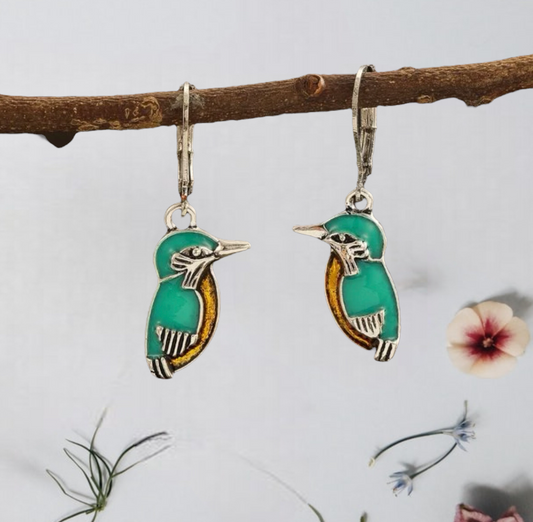 Kingfisher turquoise inspired vintage style dangle earrings