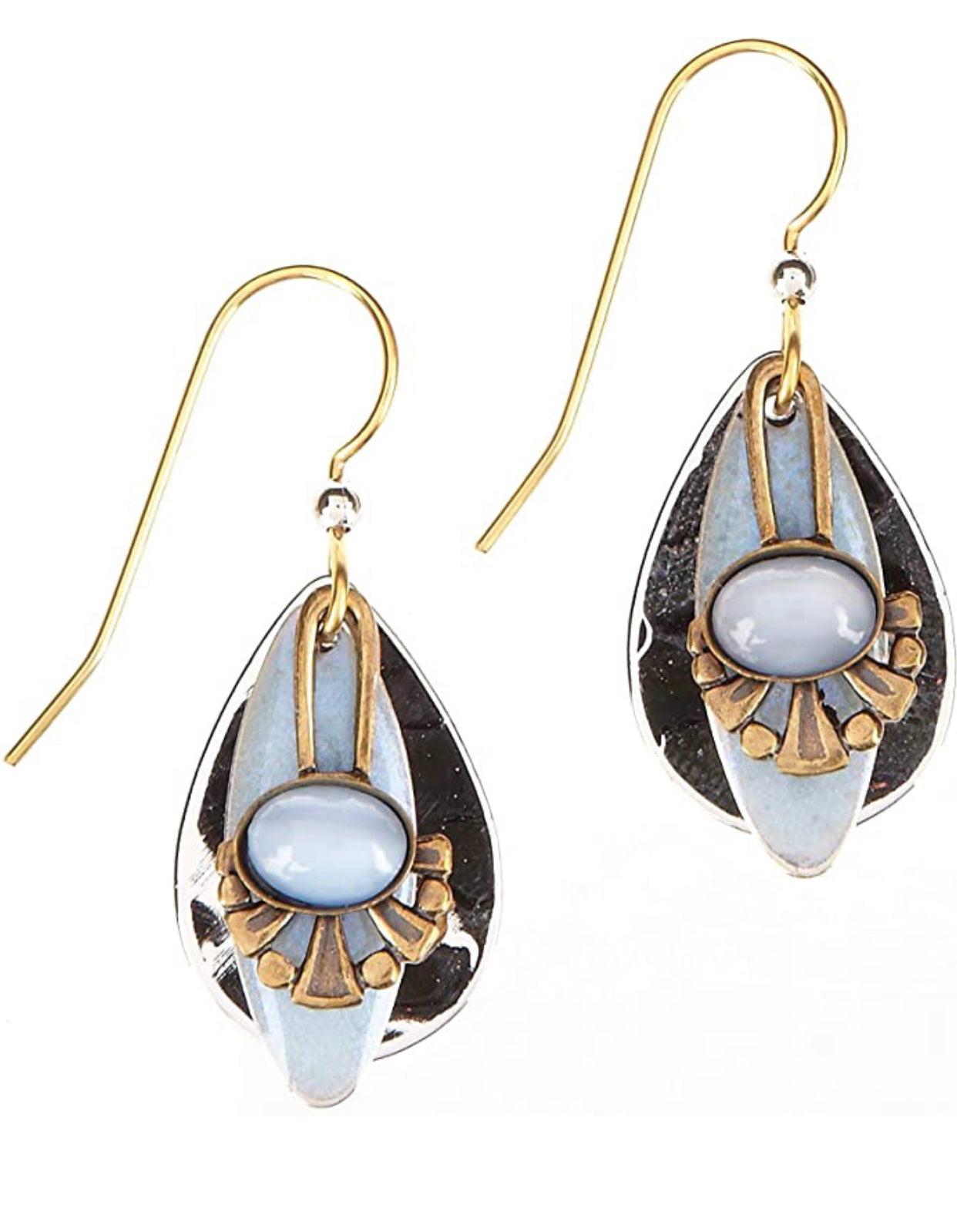 Silver Forest Pearlescent Teardrop surgical steel Earrings