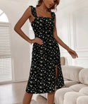 Ditsy floral print split thigh dress