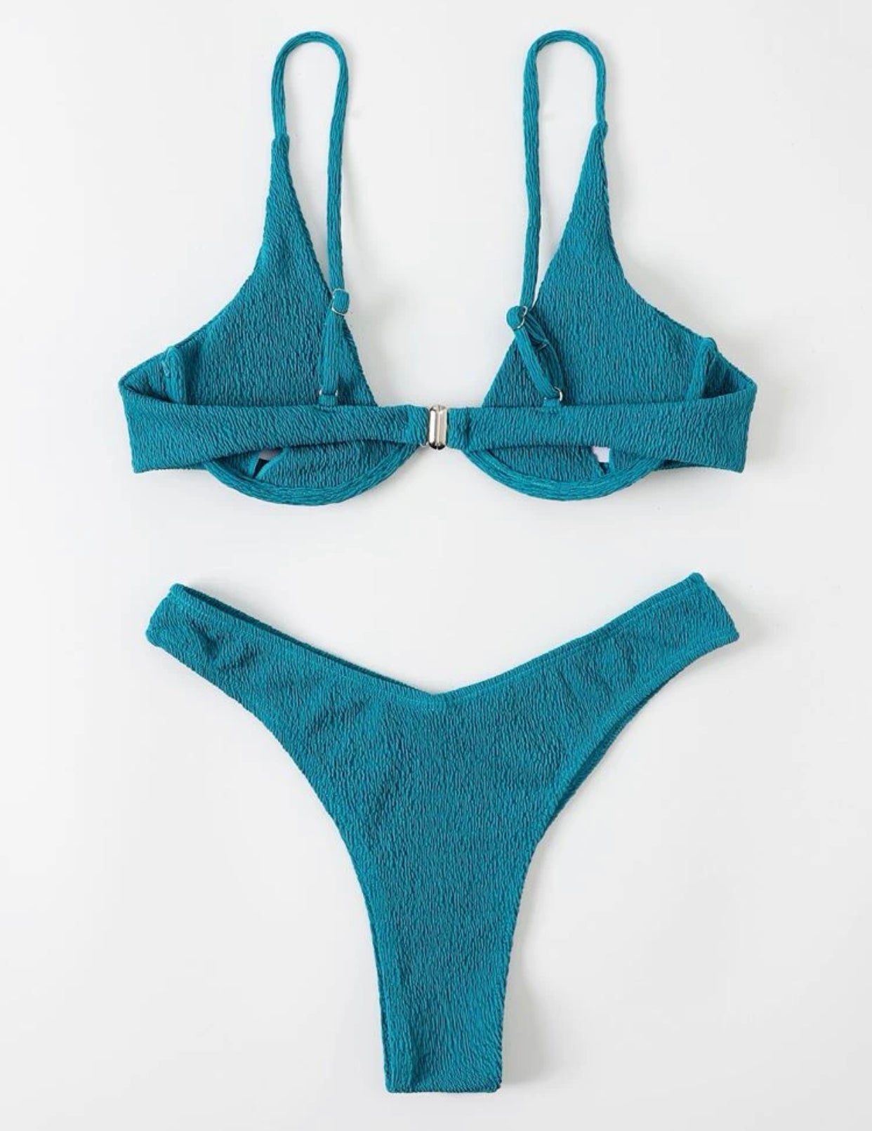 Textured underwire high cut bikini swimsuit