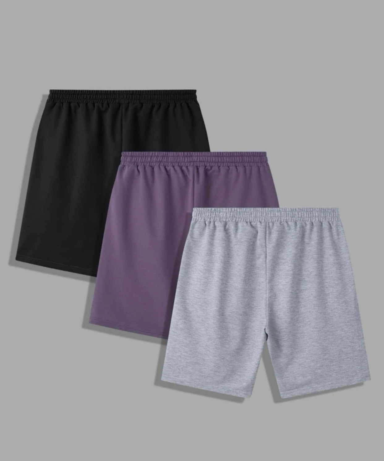 Men’s 3pcs letter patched drawstring waist track shorts