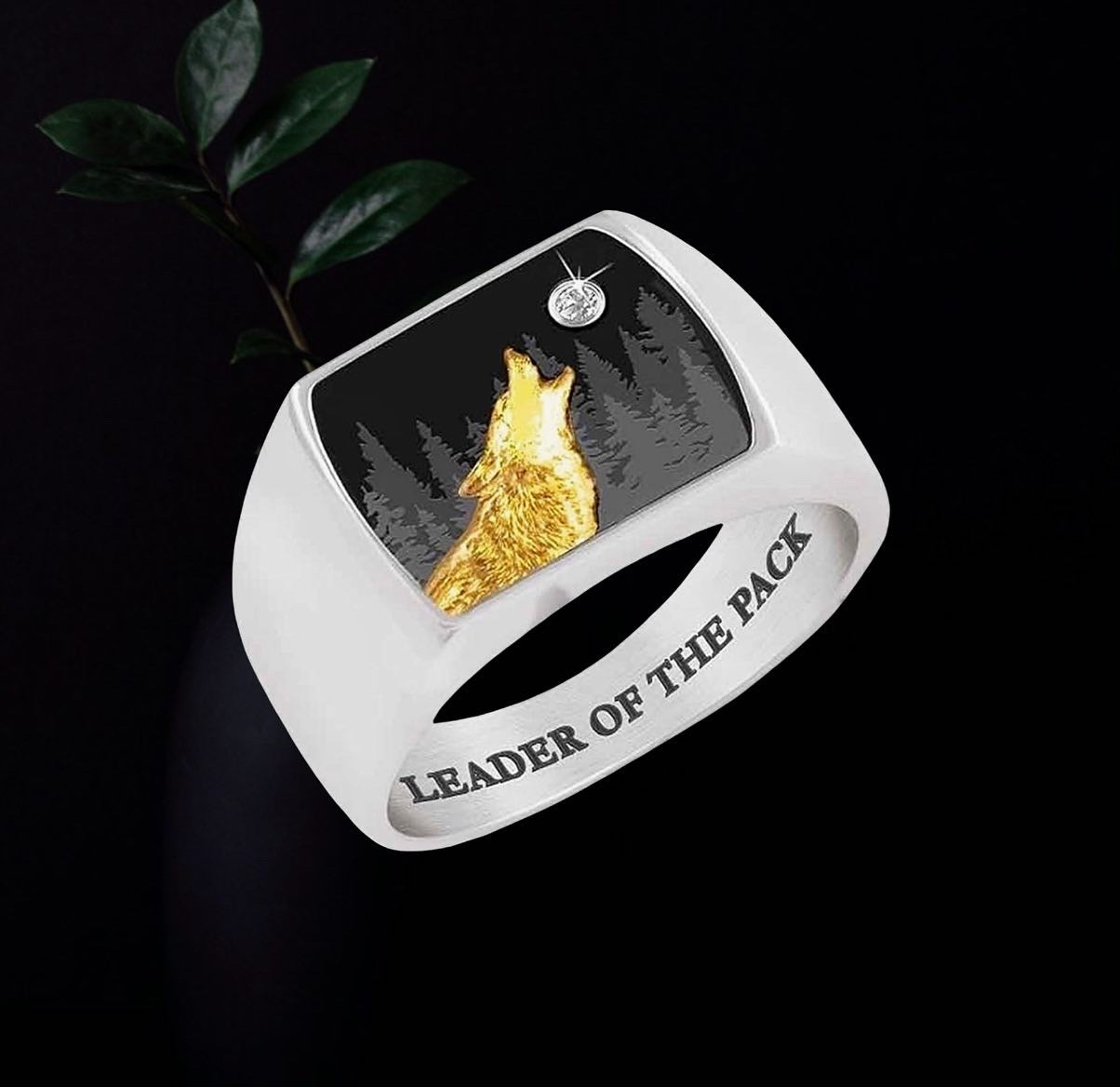 Retro Wolf Fashion Animal Forest Wolf Design Band Men's Ring