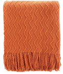 Burnt Orange Throw Blanket. Lightweight Textured Solid Fall Decor Throw, 50