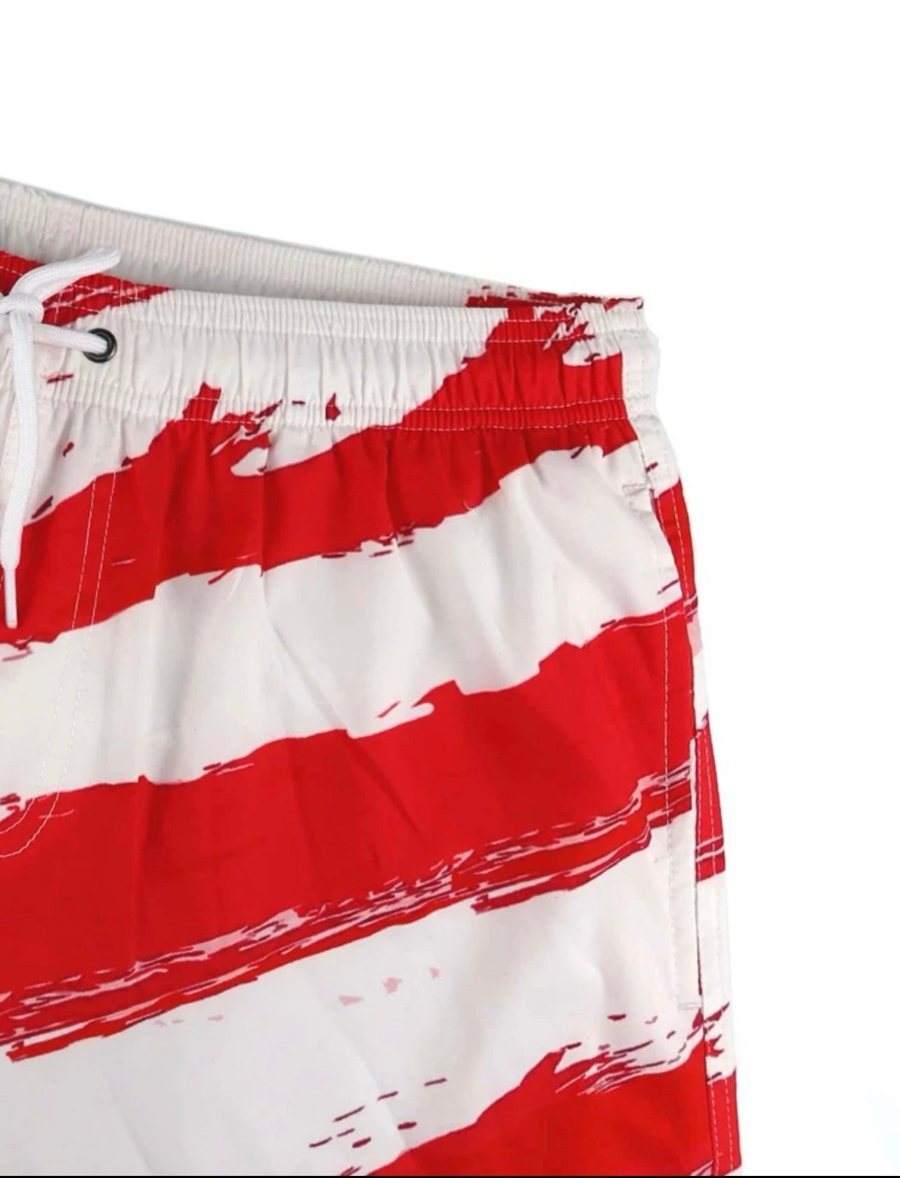Men American Flag Print Drawstring Waist Swim Trunks