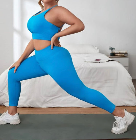 Curve and plus cross cross back sports bra & scrunch butt leggings - Christina’s unique boutique LLC