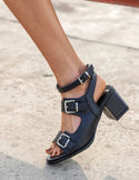 Buckle decor chunky heeled ankle strap sandals