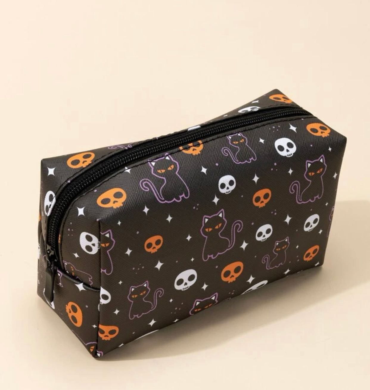 Halloween 1pc cat print square makeup bag