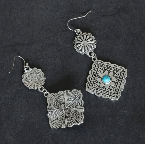 Turquoise decor geometric drop earrings