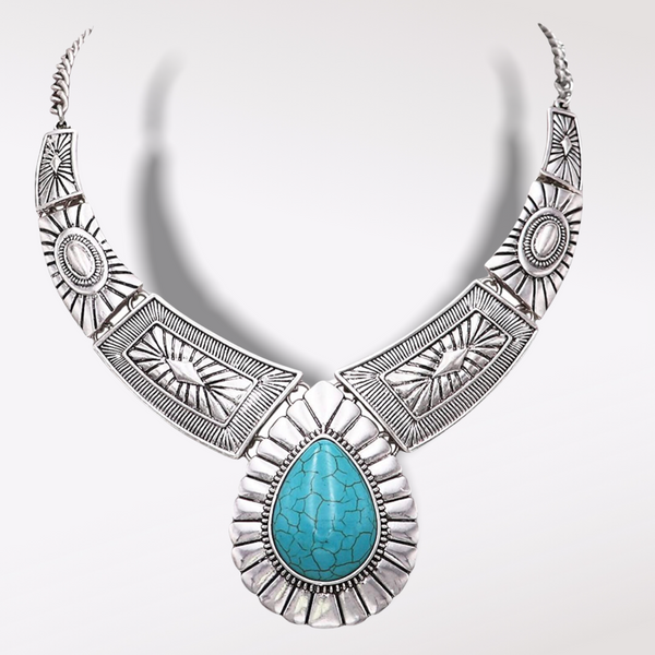 Turquoise and silver statement necklace