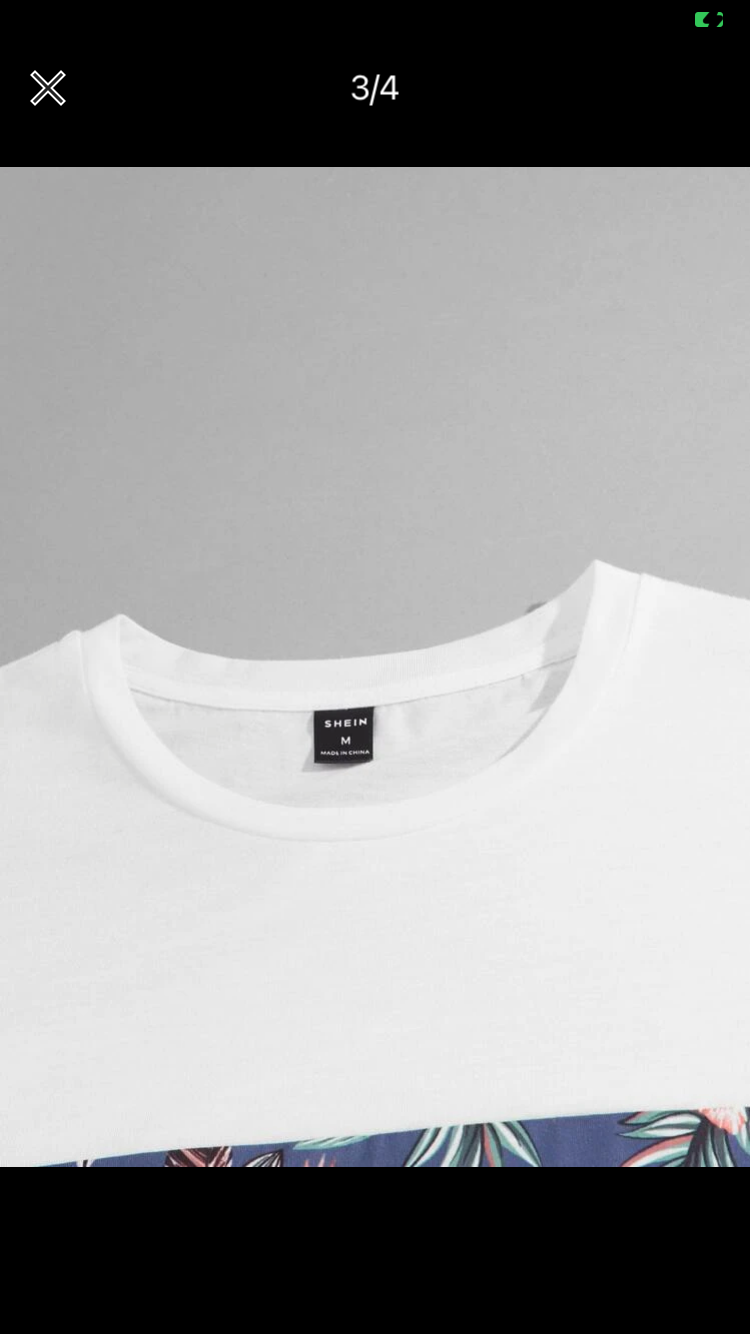 Men Tropical Print Tee & Drawstring Waist Shorts