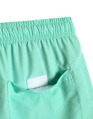 Men’s mint green drawstring waist windbreaker swim trunks