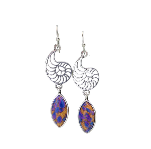 Purple copper turquoise inspired dangle earrings