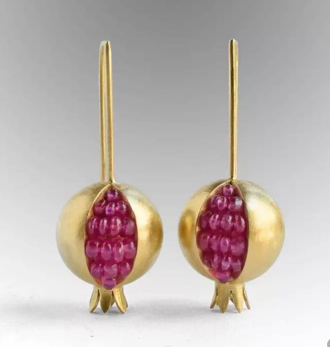 Gold or silver pomegranate drop earrings