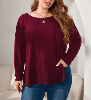 Curve & plus contrast lace wrap back batwing sleeve tee