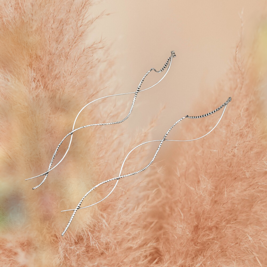 Silver decor threader earrings