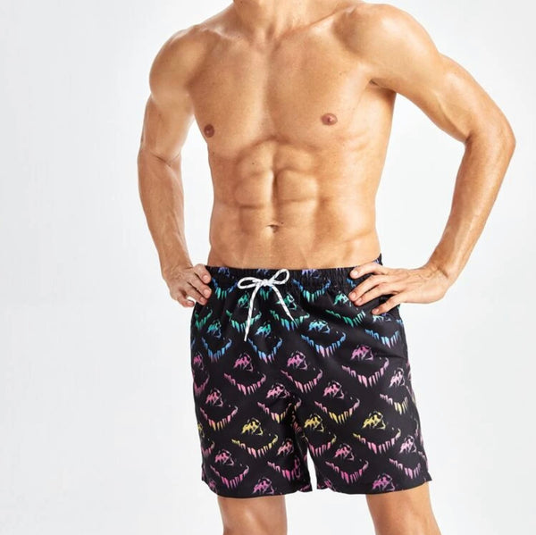 Men’s all over print drawstring waist swim trunks