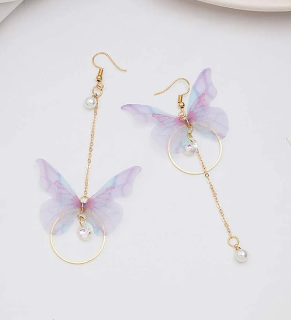 Butterfly charm drop earrings