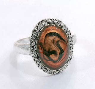 Stainless steel tiger eye statement ring. Size 8.