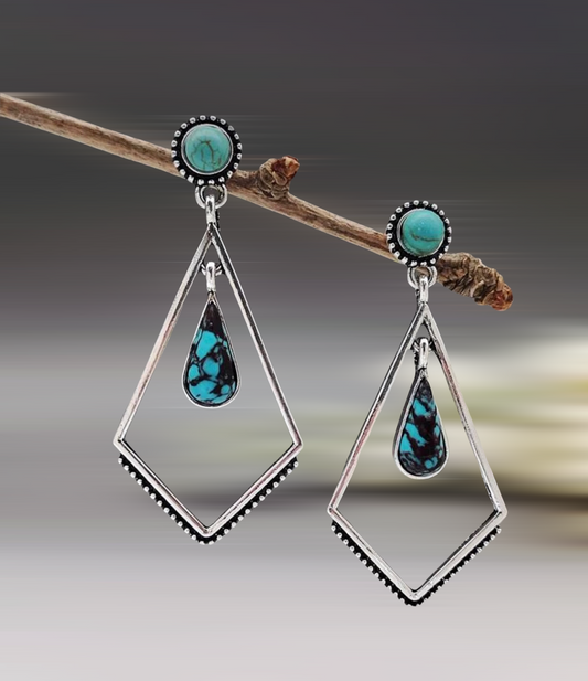 Turquoise decor drop earrings