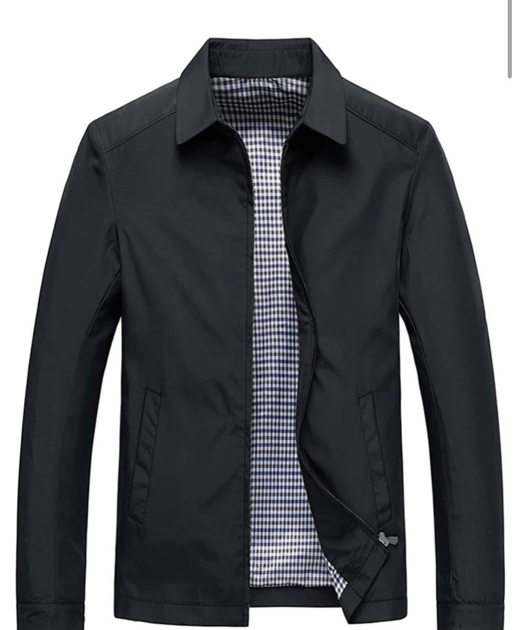 Men zip up solid coat