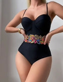 Floral push up one piece swimsuit