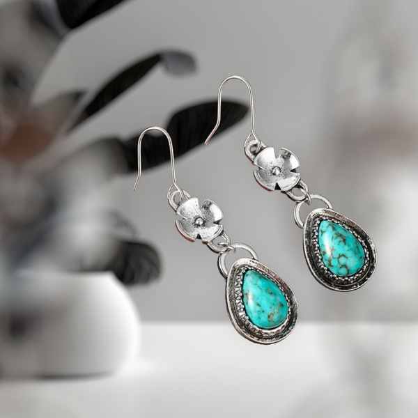 Turquoise decor water drop earrings