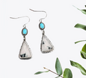 Buffalo turquoise inspired triangle drop earrings