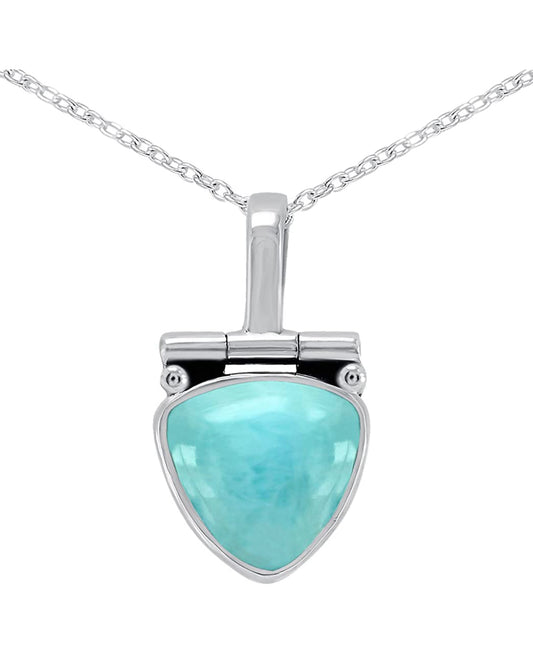Larimar Sterling Silver Pendant Necklace For Women 18 Inch. 925 silver chain pendant