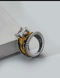 Geometric zircon decor ring