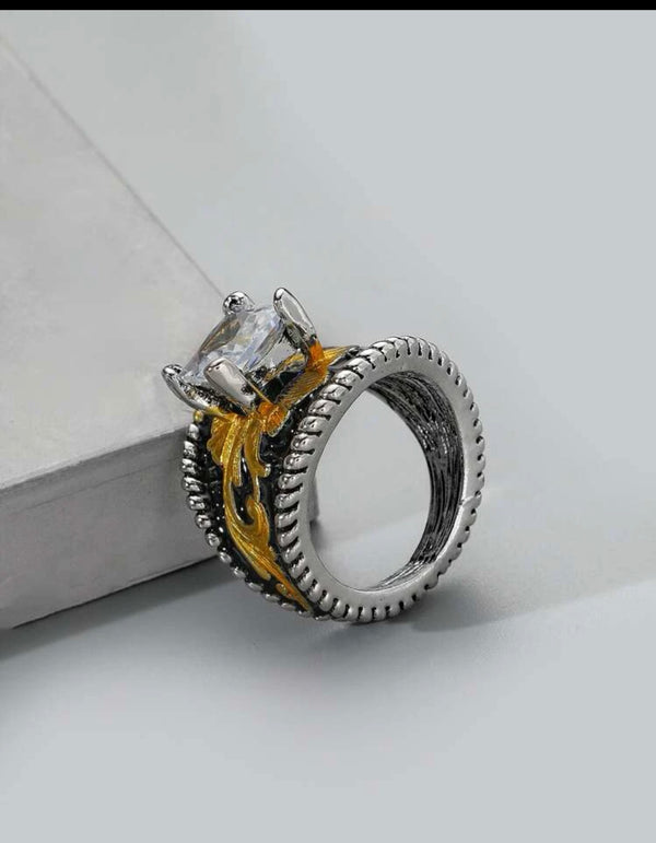 Geometric zircon decor ring