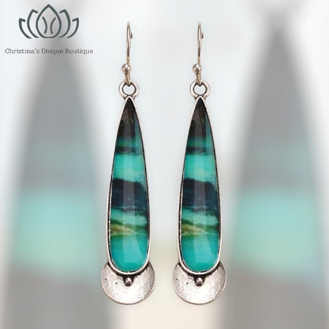 Turquoise inspired water drop  shaped dangle earrings - Christina’s unique boutique LLC