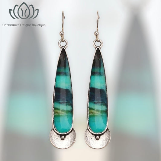 Turquoise inspired water drop  shaped dangle earrings - Christina’s unique boutique LLC