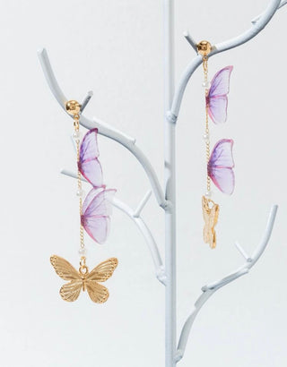 Faux pearl decor butterfly drop earrings