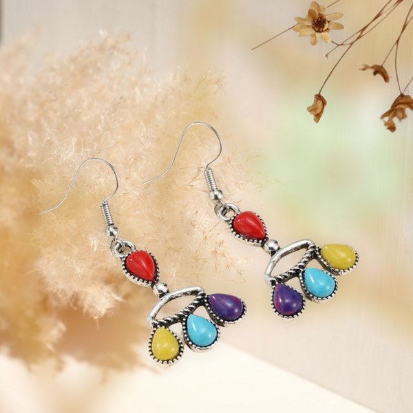 Colorful and eye catching stone water drop dangle earrings