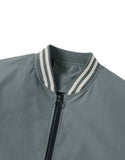 Men’s two tone striped trim zipper bomber jacket