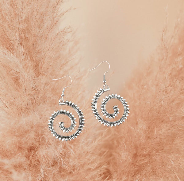 Vintage inspired spiral dangle earrings