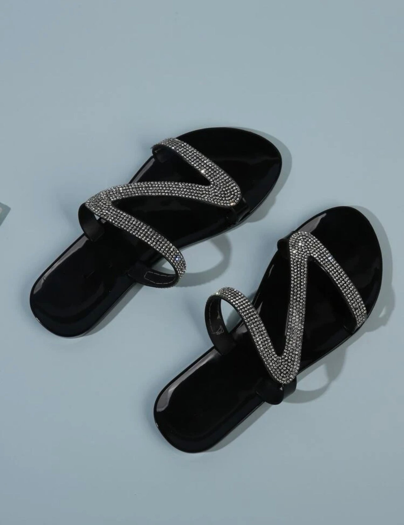 Rhinestone Decor Slide Sandals