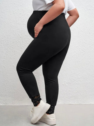 Maternity high waist contrast lace leggings