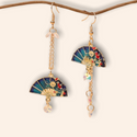 Fan decor dangle earrings