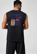 Extended sizes men Japanese character graphic tank top with shorts